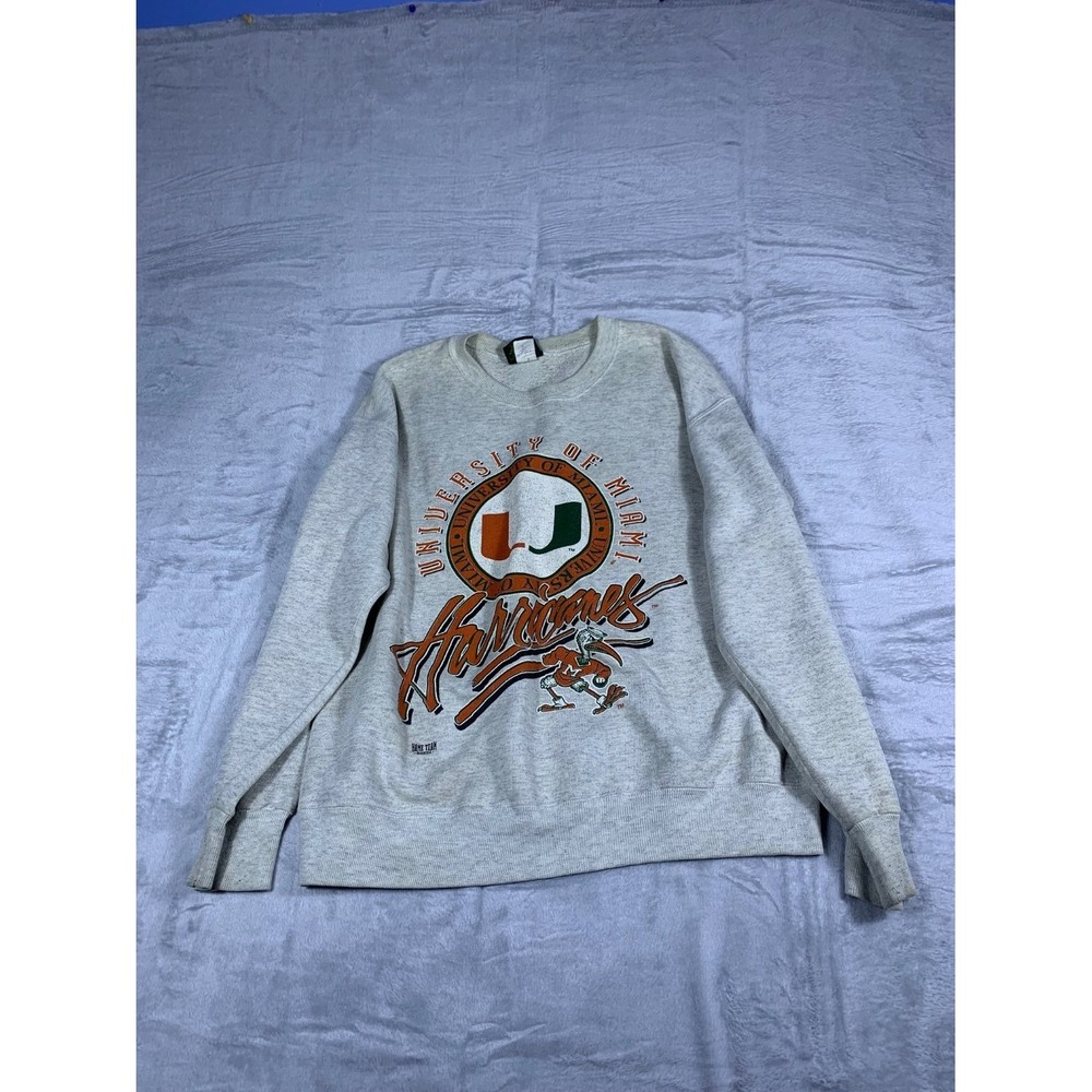Vintage‎ University of Miami Hurricanes Sweatshirt Home Team Advantage Gray M